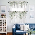 thumbnail image 2 of Eucalyptus Leaves Kitchen Curtains Valances and Tiers Set of 3 Watercolor Flowers Tier Curtains and Valance with Rod Pocket for Small Windows, 27.5"x36", 2 of 9