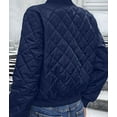 thumbnail image 6 of Womens Stand Collar Quilted Puffer Jacket Padded Zip Coat Navy Blue XXL, 6 of 7