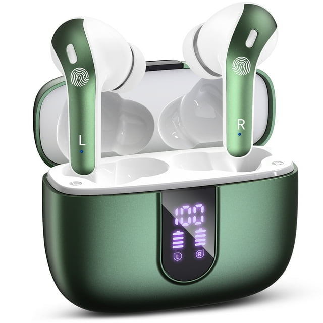 VEATOOL Bluetooth Headphones True Wireless Earbuds 65H Playback Power Display Earphones with Wireless Charging Case IPX7 Waterproof in-Ear Earbuds with Mic for TV Smart Phone Computer Laptop