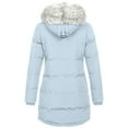 thumbnail image 3 of Lovskoo 2024 Womens Winter Coats Quilted Jacket Long Sleeve Solid Hooded Faux Fur Cardigan Outerwear Padded Coat Light Blue, 3 of 5