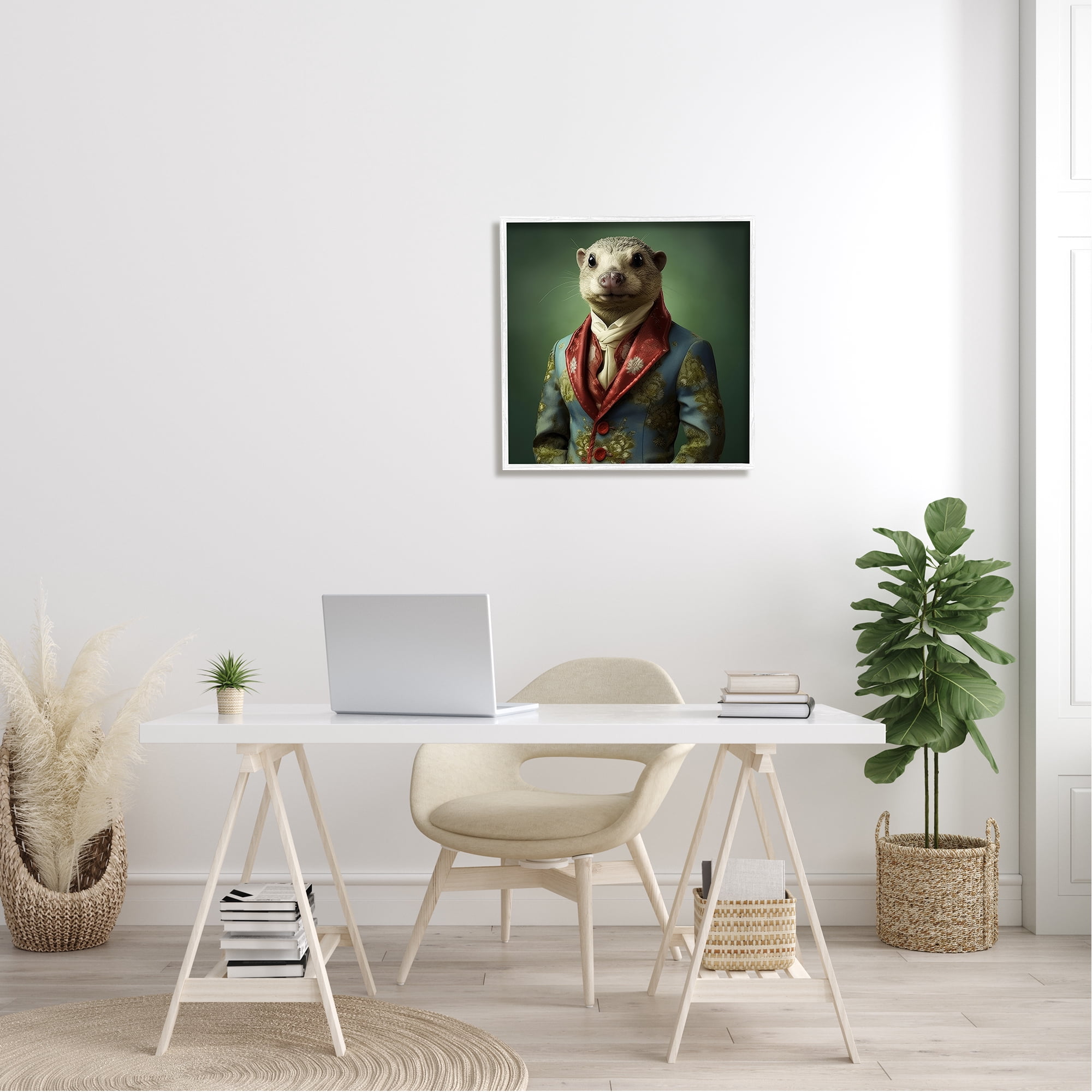 Stupell Industries Classy Animal Fashion Portrait Animals & Insects Painting White Framed Art Print Wall Art, 24 x 24