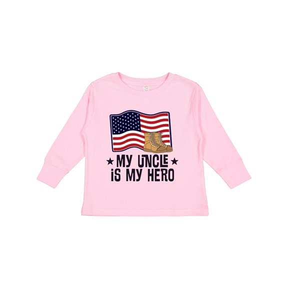 Inktastic My Uncle is My Hero Military Nephew Boys or Girls Long Sleeve Toddler T-Shirt