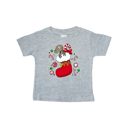 

Inktastic There s a Dinosaur in my Christmas Stocking with Candy Canes Gift Baby Boy or Baby Girl T-Shirt