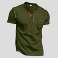 thumbnail image 5 of Fnnxeal Mens Casual Henley Shirts, Summer Solid Button Short Sleeve T-Shirt Classic Army Green Lightweight Tees with Pocket Size 2XL, 5 of 9