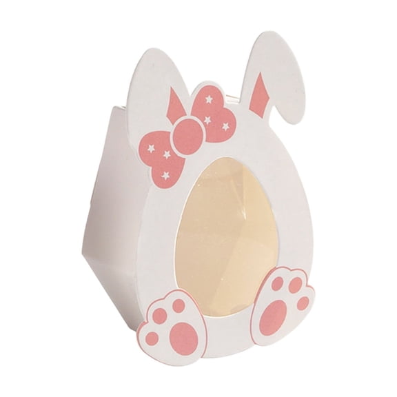 YingYouFu 10Pcs Easter Eggs Candy Treat Boxes, Carton Bunny Shape Window Spring Holiday Paper Storage Holder Containers Bags for Chocolate Cookie Goodie Snack Cases Spring Party Favor Supplies