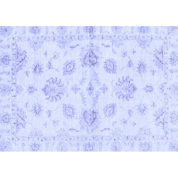 Ahgly Company Machine Washable Indoor Rectangle Oriental Blue Traditional Area Rugs, 5' x 7'