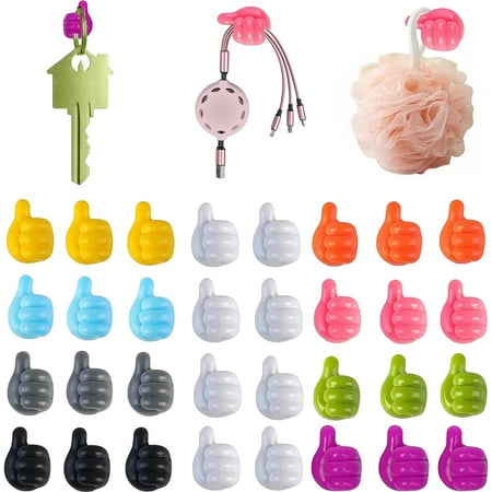 

10pcs Self Adhesive Silicone Thumb Wall Hooks Multifunctional Self Adhesive Clip Key Hook Wall Hanger for Storage Cable/Headphone/Plug/Mask