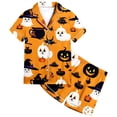 thumbnail image 4 of Weebloom Halloween Pajamas For Kids Girls Cute Ghost Pajamas Set Soft Printed Short Sleeve Button Down Shirt And Shorts Cute Holiday Outfit Sleepwear Nightwear Pjs Loungewear 8-9 Years, 4 of 4