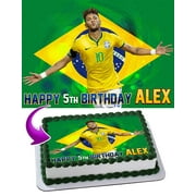 Neymar Edible Cake Image Topper Personalized Picture 1/4 Sheet (8"x10.5")