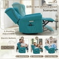 thumbnail image 4 of EPICOZY Power Swivel Rocking Glider Recliner Chair with Massage and Heat, Electric Nursery Glider Rocker for Living Room, Wingback Tufted Upholstered Recliner Chair with Type-C & USB Ports, Teal, 4 of 7