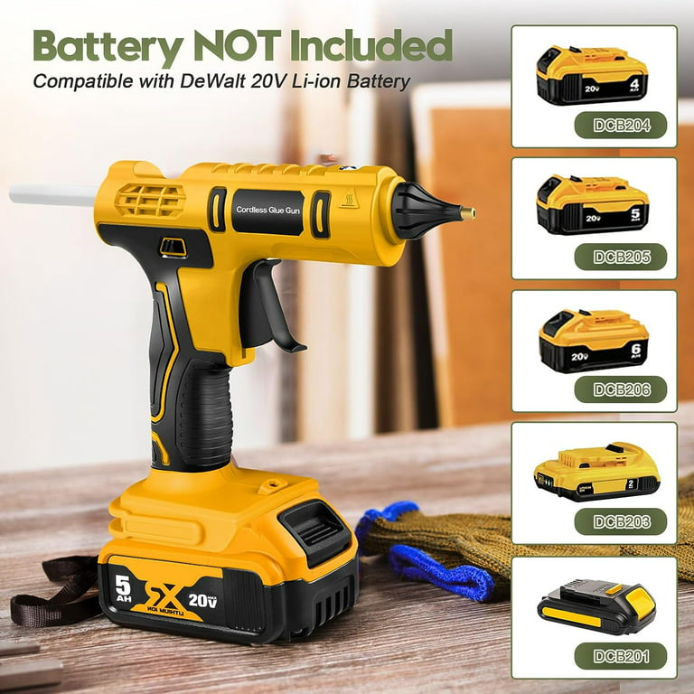 Hot Glue Gun 20V Cordless Glue Gun Full Size with 12 Pcs Glue Sticks for  Arts & Crafts & DIY 2.0 Ah Li-ion Battery and Charger Included WORKSITE  Yellow