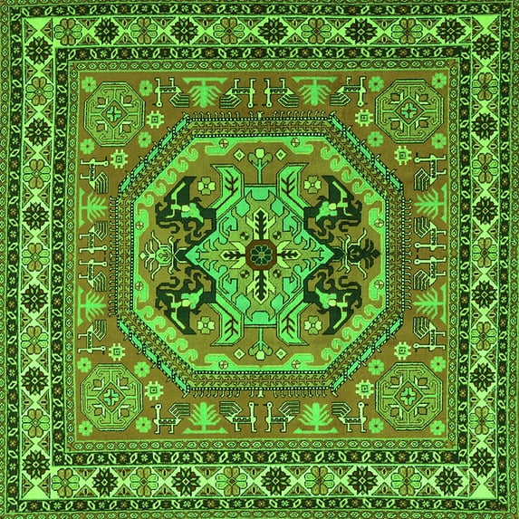 Ahgly Company Indoor Square Persian Green Traditional Area Rugs, 8' Square