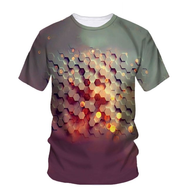 3d Three-Dimensional Pattern 3d Printing Summer Men'S T-Shirt Trend Personality Sports Casual Short Sleeve O Collar Loose Top