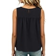 thumbnail image 4 of Sewkxo Shirred Swing Tank Tops for Women Fashion Flowy Sleeveless Shirts Casual Crew Neck Blouse Loose Fit Ruffled Tops,Black M, 4 of 7