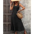 thumbnail image 2 of SWSMCLT Women's Autumn Dresses Billowy Dress Empire Waist Breathable Sundress Calf Length Comfy Casual Black Large, 2 of 5
