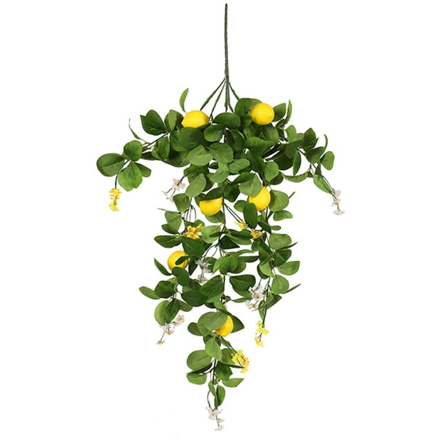 Rama de limón artificial para el hogar, decoración de limón con hojas verdes, ramo de limón falso