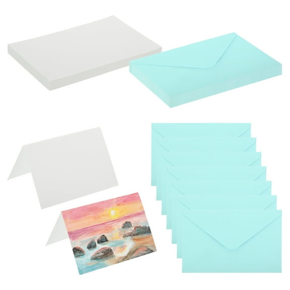 4x6 Inch Pure Cotton Watercolor Cards, 25 Sets Postcards with Envelopes 140lb/300 GSM for Art Painting Creative Thank Notes, Blue