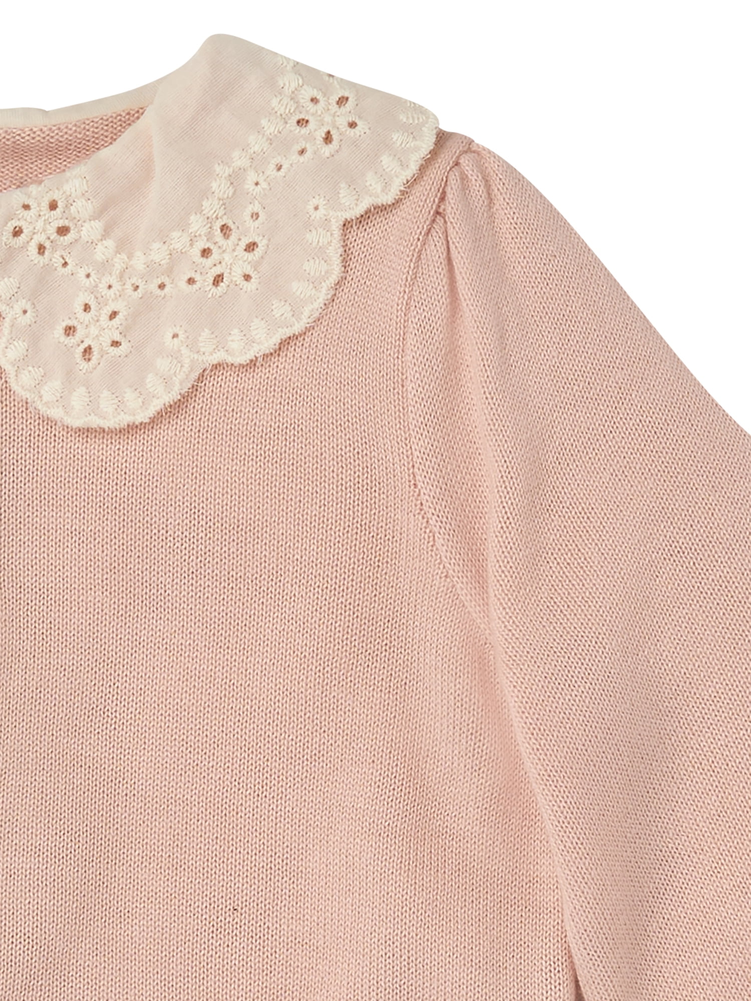 Modern Moments by Gerber Baby Girl Eyelet Collar Sweater, Sizes 0/3 Months - 24 Months