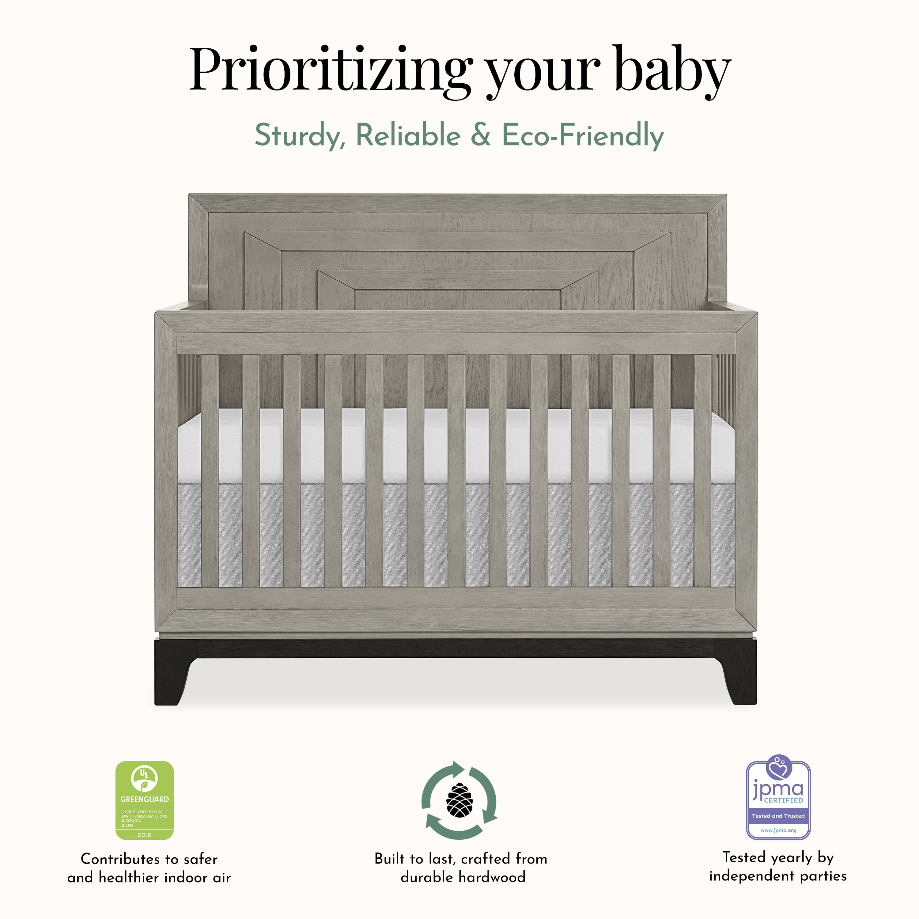 Evolur Remy Convertible Crib, Light Ash