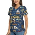 thumbnail image 2 of Xecao Marine Nautical for Women's V-Neck T-Shirts-Elegant Half-Sleeve Tops Perfect for Summer-XX-Large, 2 of 5