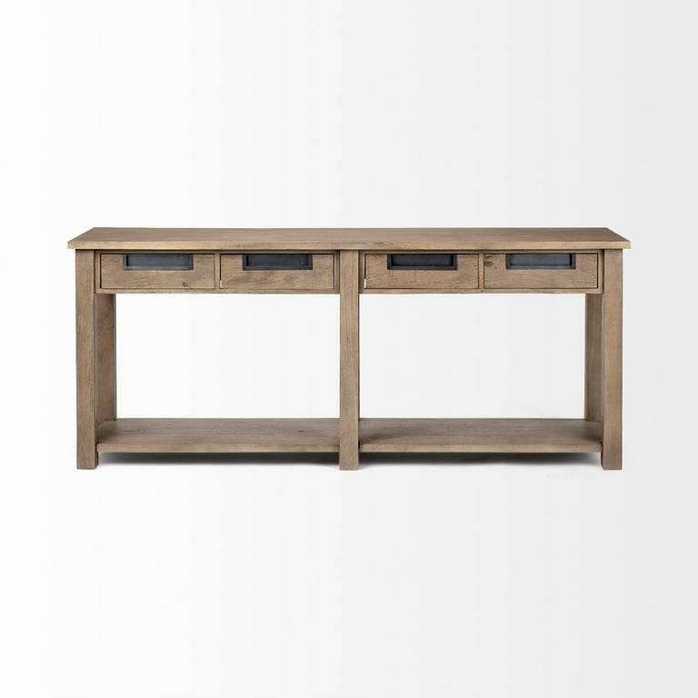 Light Brown Mango Wood Finish Console Table With 4 Drawers Light Brown Mango Wood Finish Console Table With 4 Drawers