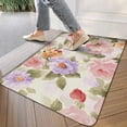 thumbnail image 3 of Pink Flowers Linen No Slip Floor Mat, Entryway Doormat Durable Low-Profile Mat Home Decor, Rug Washable Kitchen Bathroom Laundry Bedroom Living Room Door Mats 30x17in, 3 of 6