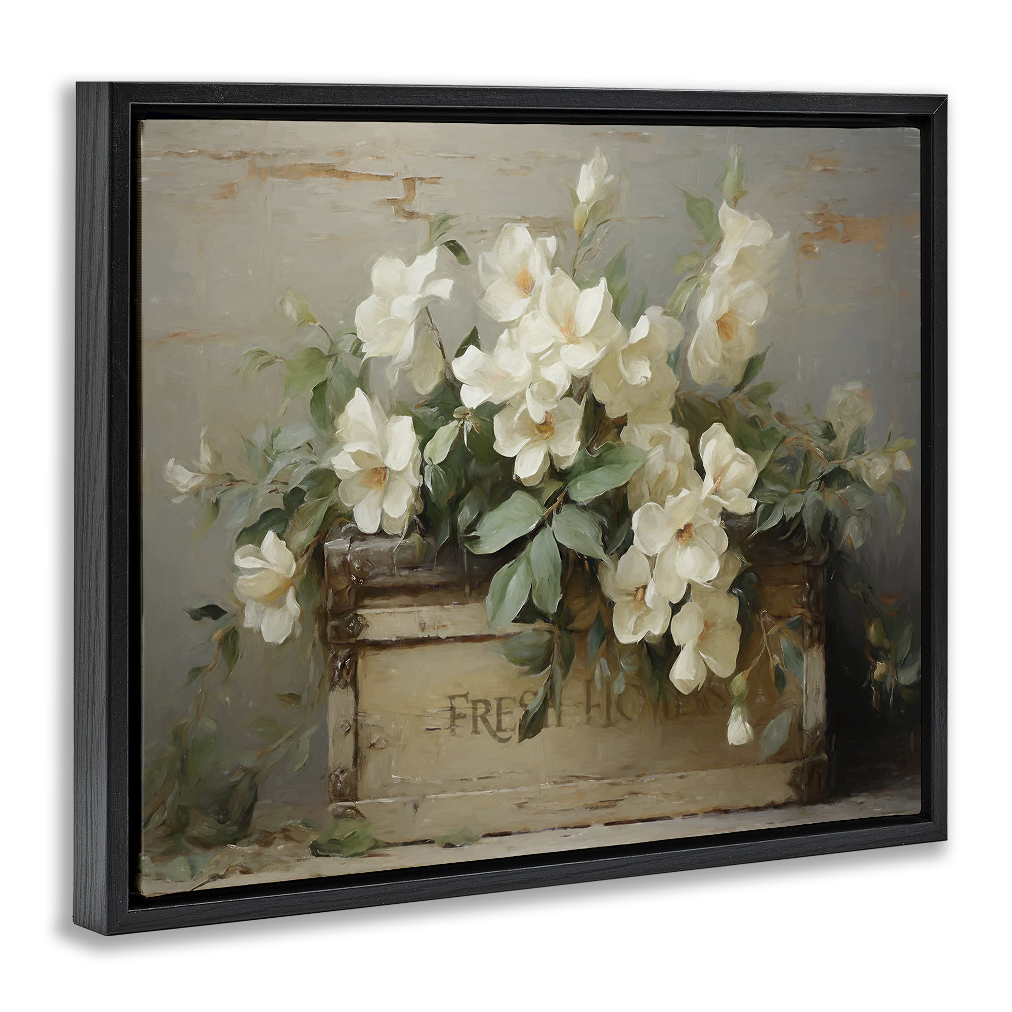 Stupell Industries Fresh Rustic Flowers Botanical & Floral Painting Black Floater Framed Art Print Wall Art, 31 x 25