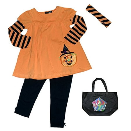 Authentic Kids Toddler Girls' Halloween Tunic, Leggings & Headband Size: 2T - 4 pc Set and Bag