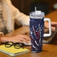 thumbnail image 6 of Balery Red White Blue Fireworks 1 Pattern 40oz Stainless Steel Tumbler Double Wall Vacuum Insulated Water Bottle Ice Bully Insulated Tumbler With Handle And 2 in 1 Straw Lid, 6 of 8