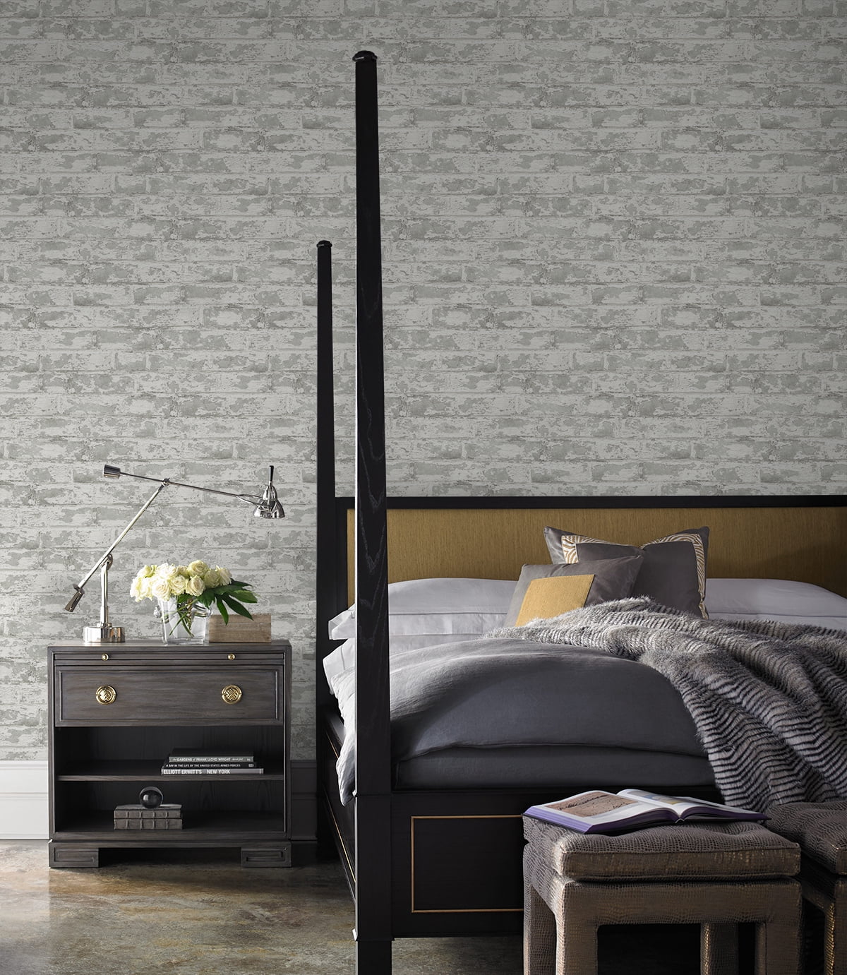 Wallquest, Inc. Luxe Haven Soho Brick Peel and Stick Wallpaper Calcutta