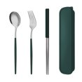 thumbnail image 1 of Juego de cubiertos portátil de 3 piezas, palillos, tenedor y cuchara con estuche de viaje, 1 of 5
