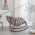 thumbnail image 3 of Outdoor Rattan Rocking Chair, Padded Cushion Rocker Recliner Chair Outdoor for Front Porch, Living Room, Patio, Garden (Green), 3 of 11