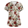 thumbnail image 3 of Garbnen Christmas Scrub Top for Woman V Neck Short Sleeve Womens Casual Tops Thanksgiving Holiday Nurse Uniforms with Pockets S-5XL, 3 of 5
