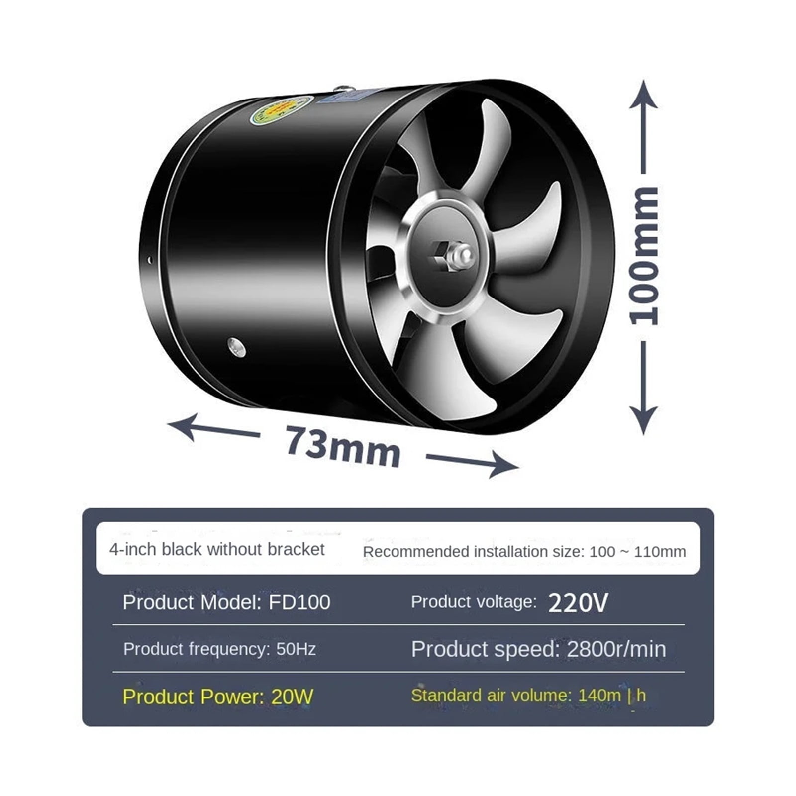 4''6''8'' Pipe Duct Ceiling Air Ventilation Blower Booster Window Exhaustor Exhaust Fan Toilet Kitchen Wall Vent Fan ,Wide Applications