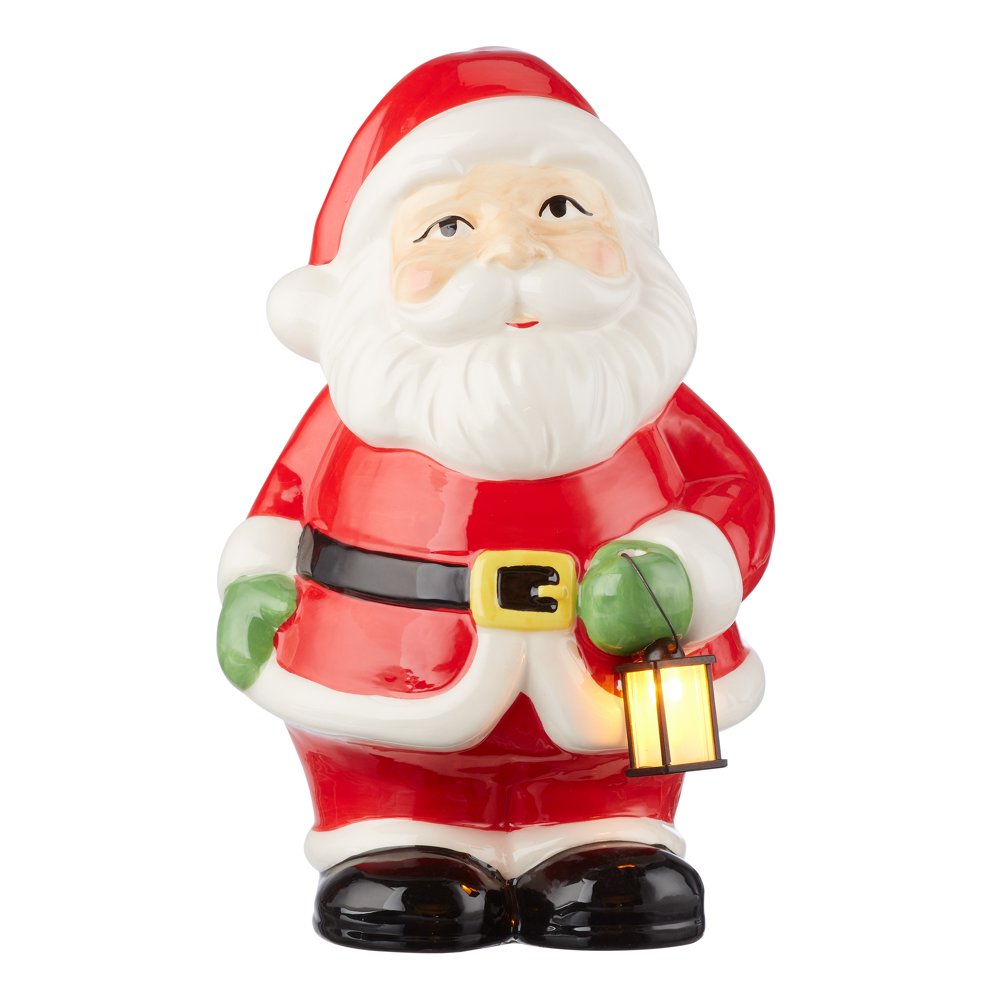 Holiday Time Indoor LightUp Ceramic Santa Decoration, 10" Walmart