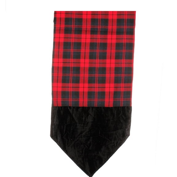 Raz Plaid Christmas Table Runner with Velveteen Tips - 72" - Red and Black