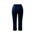 thumbnail image 6 of Uqiangy Capri Pants for Women Dressy Pull On Stretch High Waisted Crop Work Leggings with Pockets igh Waisted Pull On Dress Pants Slim Straight Leg Stretchy Waist Capris Trousers Pants Navy L, 6 of 6