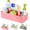 Pink, variant on Baby Shower Caddy Plastic Nursery Portable Storage Organizer Caddy Tote for Child/Kids, Divided Basket Bin with Wood Handle for Bathroom, Dorm Room, Holds Hand Soap, Bottles, Spoons (Beige)
