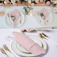 thumbnail image 2 of Pink Striped Cloth Napkins, Modern Simple Farmhouse Beige Vintage Washable and Reusable Dinner Napkins Set of 8, Table Napkin for Kitchen Party Birthday Wedding Hotel Housewarming 20"x20", 2 of 8