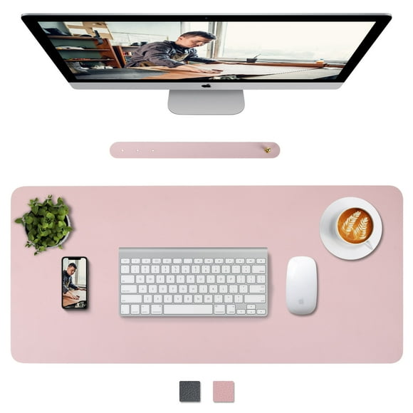 Desk Pad Protector,ShangTianFeng Desk Mat and Mouse Pad,Large Gaming Mouse pad, PU Leather Waterproof Non Slip Desktop Mat for Office and Game, Size 35.43"x15.7"(Pink )