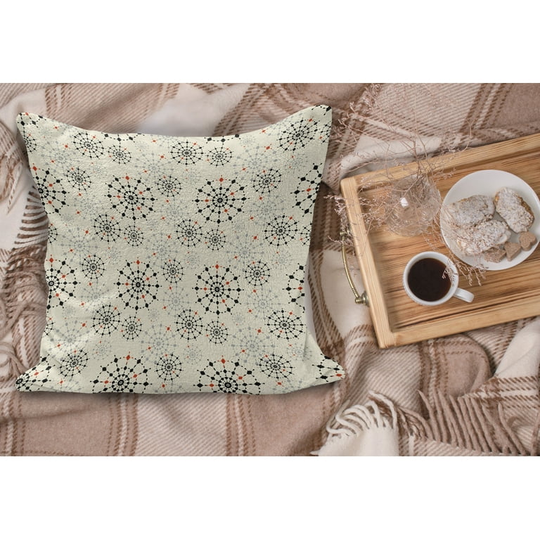 Modern Fluffy Throw Pillow Cushion Cover Abstract Far Eastern Design with Colorful Shadowy Backdrop Decorative Square Accent Pillow Case 28 x 28