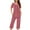 Pink, variant on Cavosen Womens Sleepwear Two Piece with Pocket Button 2 Piece Pajamas Sets Capris Short Sleeve V-Neck Tops Nightwear Pleated Solid Homewear Lightweight Soft Pjs Fall Winter Clothes