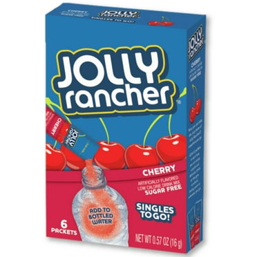 (6 Packets) Jolly Rancher Cherry Sugar Free, On-The-Go, Caffeine Free, Powdered Drink Mix