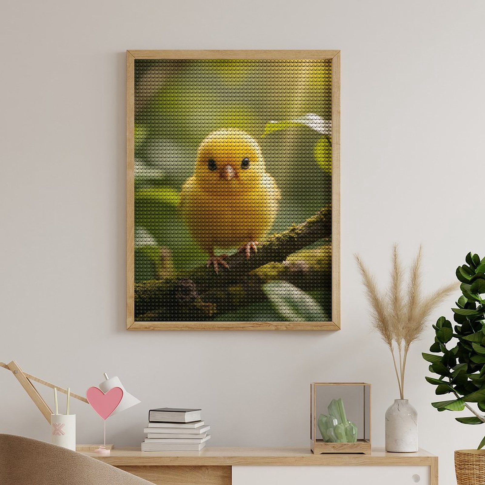 Diamond Art Kits for Adults, Small Yellow Bird Perched On Branch 5D Diamond Painting Kits for Adults Beginners, DIY Full Drill Diamond Painting, Gem Art and Crafts 12x16