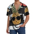 thumbnail image 2 of Disketp Men's Hawaiian Pineapple With Black Glasses Print Shirts Button Down Holiday Beach Shirts-X-Large, 2 of 5