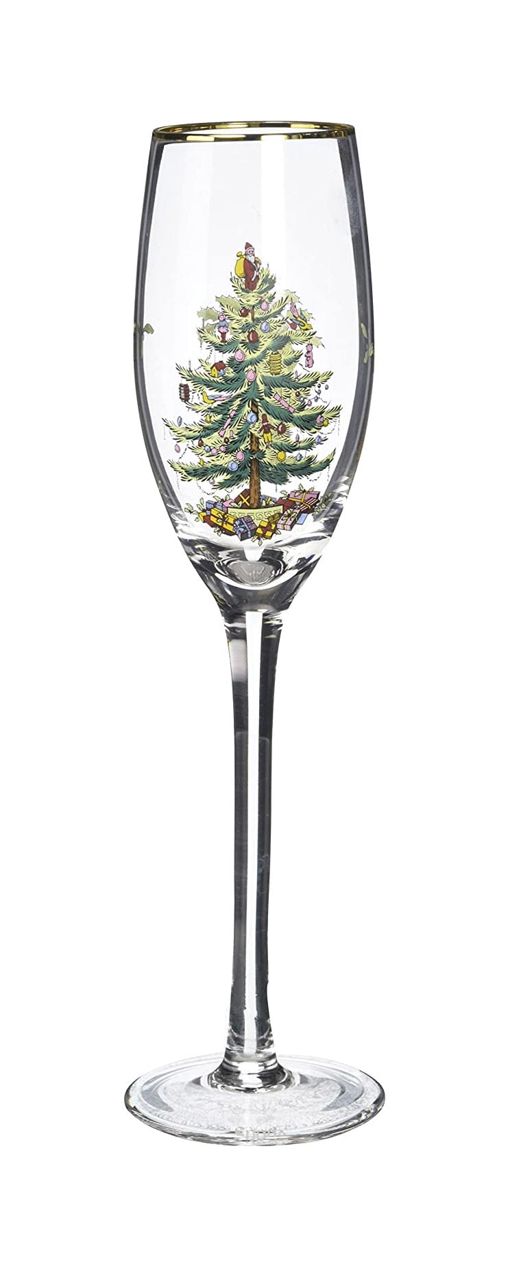 Set of 4 Spode Christmas Tree Champagne Flutes 