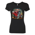 thumbnail image 2 of Wild Bobby, Vintage Hot Rod Old Garage Cars and Trucks Womens Slim Fit Junior Tee, Black, Medium, 2 of 3