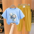 thumbnail image 2 of Odeerbi 2-12 Años Niño Niña Conjunto de Verano Camiseta de Manga Corta de Algodón Ice Silk Pantalón de Chándal Conjunto de Dos Piezas de Ropa Interior Estampada, 2 of 4
