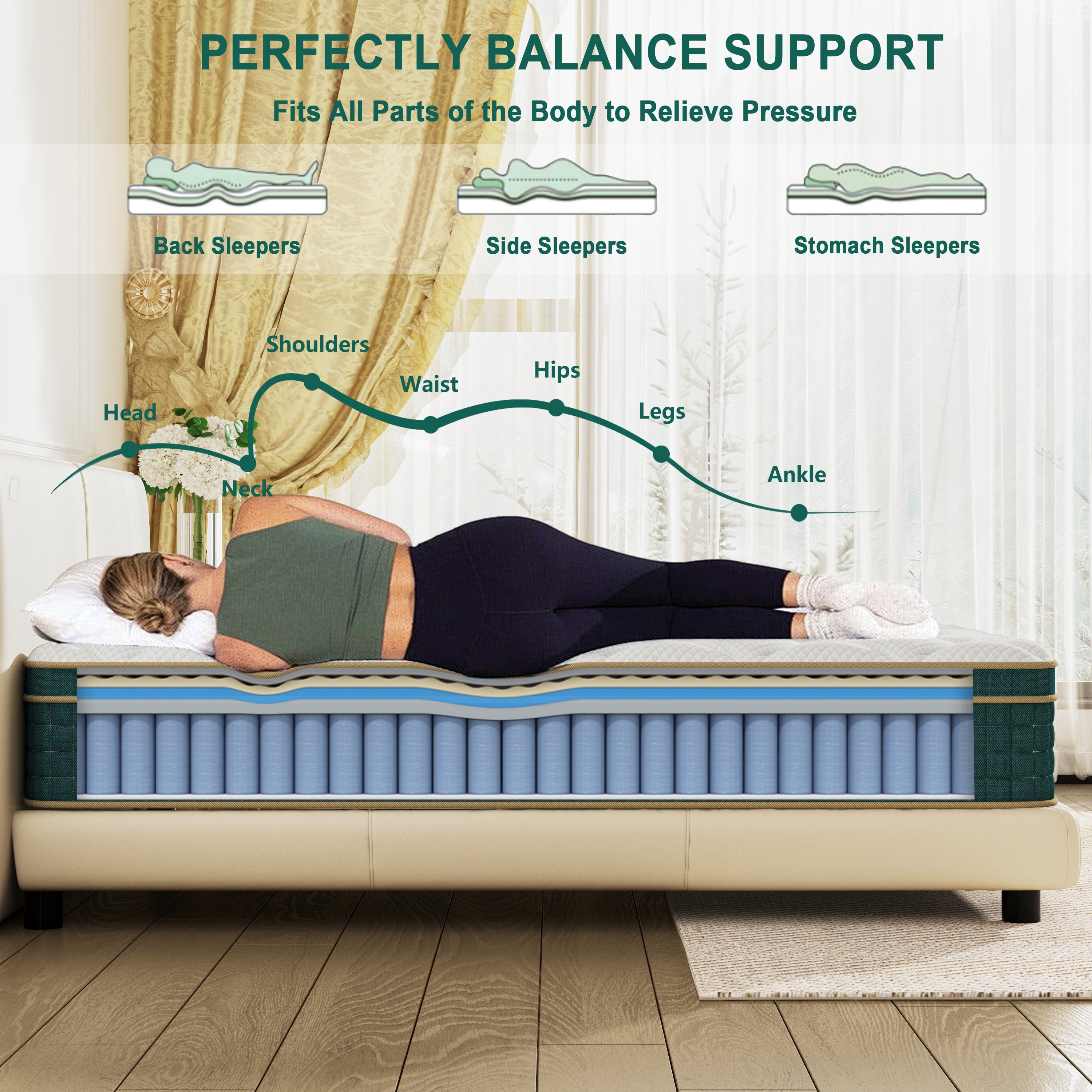 King Mattress in a Box - 10 Inch King Size Memory Foam Mattress - Hybrid Mattress King Size for Back Pain Relief - Medium Firm King Bed Mattress with Motion Isolation & Strong Edge Support