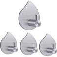 thumbnail image 1 of Ganchos de pared adhesivos, paquete de 4 ganchos de toalla de acero inoxidable resistentes para colgar, se fija a soportes de pared - Gotas JM, 1 of 6